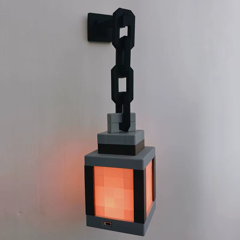 Luminous Lantern Nightlight Rechargeable Game Pixel Light Surrounding Children'S Bedroom Atmosphere Light Home Decor Ornament